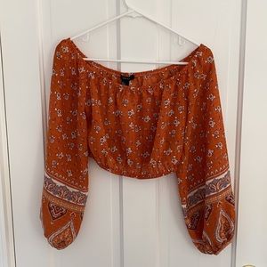 Forever 21 Floral Off Shoulder Crop Top